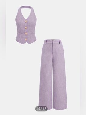Commense Halter Vest & Wide Leg Pants Set